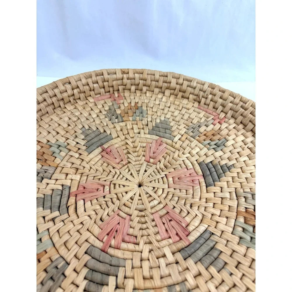 Vtg Southwest Native American Style‎ Basket Tray Papago Tohono Oodham Woven 16